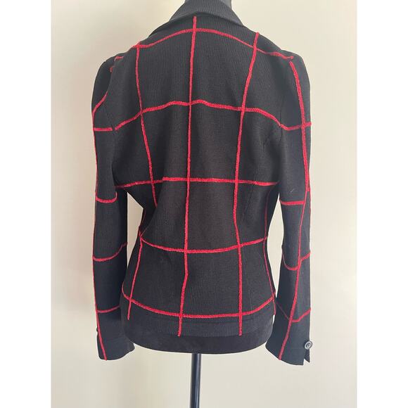 J.S.S knit ware jacket blazet Sm black / red strip wool blend button up classic - Picture 8 of 13